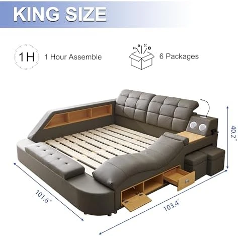 King Size Smart Multifunctional Bed Frame — Smart Bed, AF ARTISAN FURNITURE