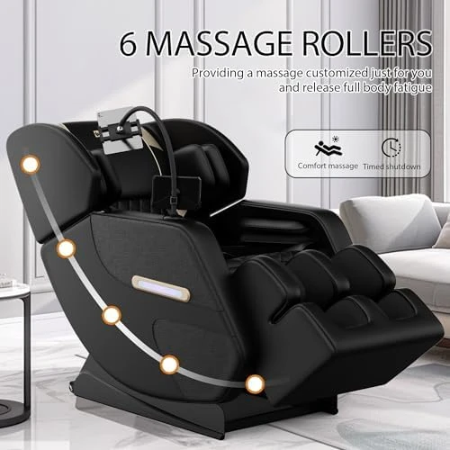 Massage Chair Full Body, Zero Gravity Recliner with Back Heat, 6 Fixed Rollers, Foot Massage, Airbags, Bluetooth,... — Massage Chairs, ficsmate
