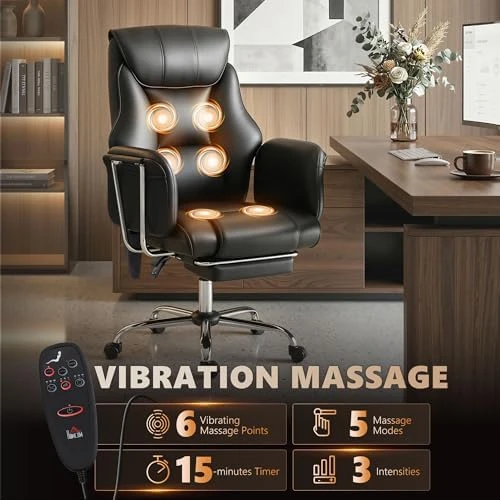 Massage Office Chair with 6-Point Vibration — Massage Chairs, HOMCOM