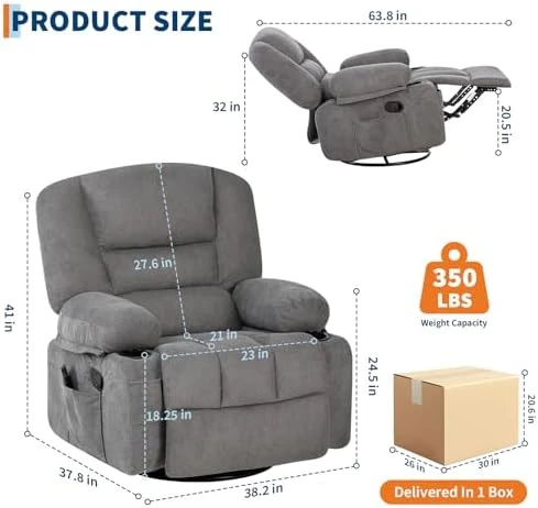 Oversized Wide Recliner Chair with Heat and Vibration Massage — Massage Chairs, GarveeHome