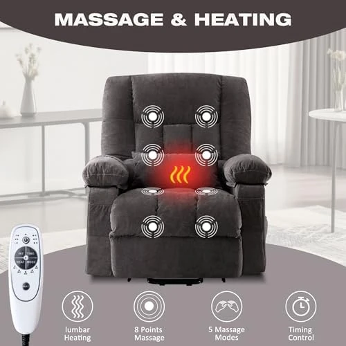 Power Lift Recliner Chair with Massage and Heat — Massage Chairs, BOSMILLER