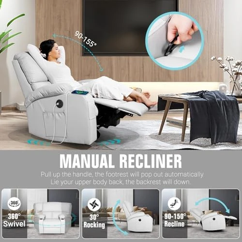 Rocking Recliner Chair with Vibration Massage and Heat — Massage Chairs, LEVELEVE