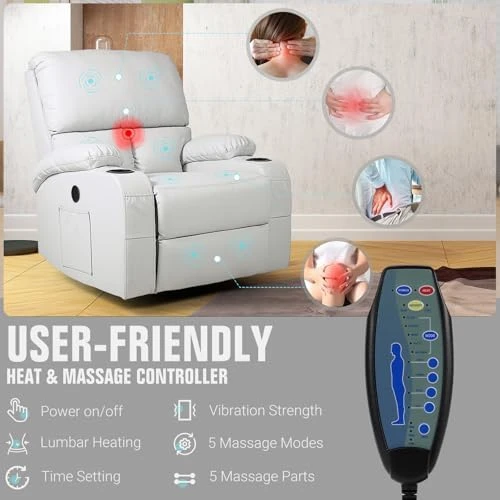 Rocking Recliner Chair with Vibration Massage and Heat — Massage Chairs, LEVELEVE