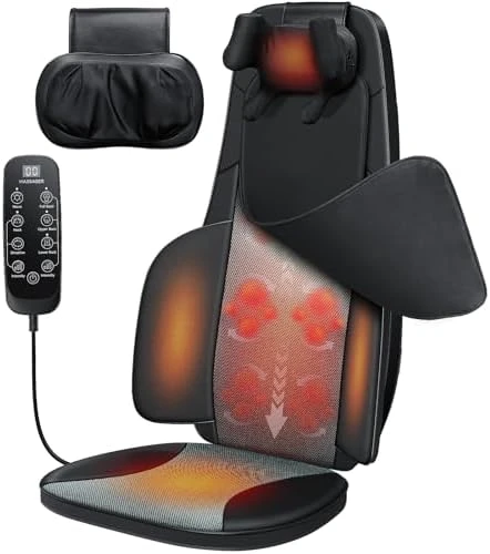 Shiatsu Neck and Back Massager for Chair with Heat, 2 Interchangeable Attachments Full Back Massage Pad Deep Tissue,... — Massage Chairs, RQH