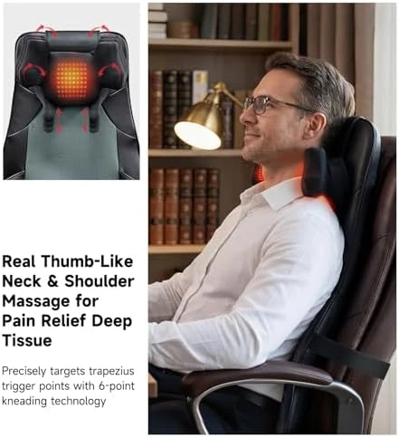 Shiatsu Neck and Back Massager for Chair with Heat, 2 Interchangeable Attachments Full Back Massage Pad Deep Tissue,... — Massage Chairs, RQH