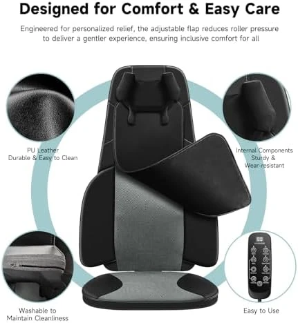 Shiatsu Neck and Back Massager for Chair with Heat, 2 Interchangeable Attachments Full Back Massage Pad Deep Tissue,... — Massage Chairs, RQH