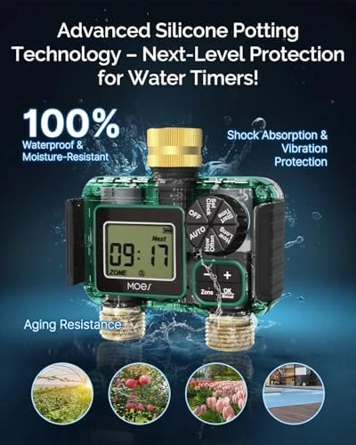 2 Outlet Sprinkler Timer, Brass Inlet & Outlet — Irrigation System, MOES