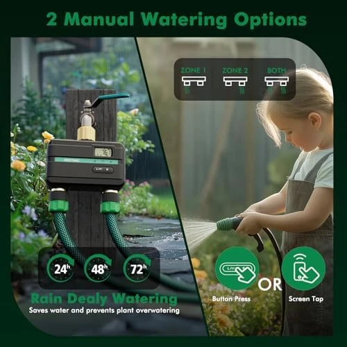 2 Zone Smart Sprinkler Hose Timer with Flow Meter — Irrigation System, Restmo