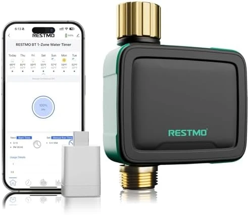 2 Zone Smart Sprinkler Hose Timer with Flow Meter — Irrigation System, Restmo