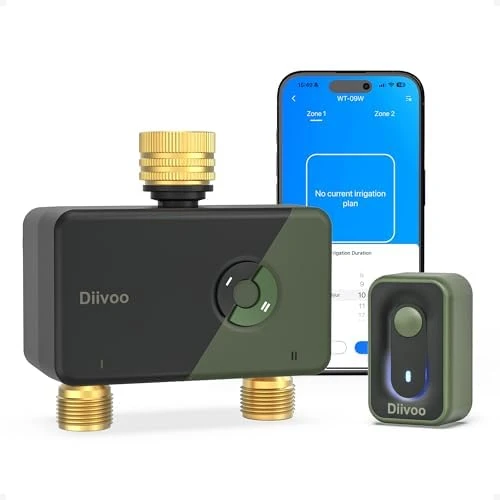 2 Zone WiFi Brass Sprinkler Timer — Irrigation System, Diivoo