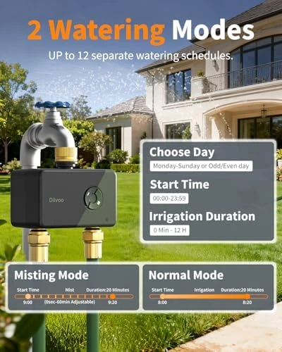 2 Zone WiFi Brass Sprinkler Timer — Irrigation System, Diivoo