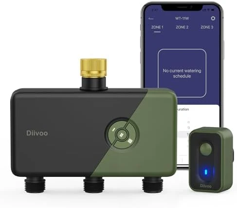 2 Zone WiFi Brass Sprinkler Timer — Irrigation System, Diivoo
