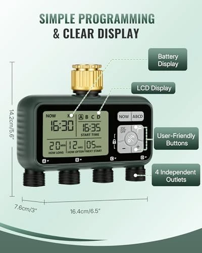 4 Zone Brass Sprinkler Timer — Irrigation System, WILAWELS
