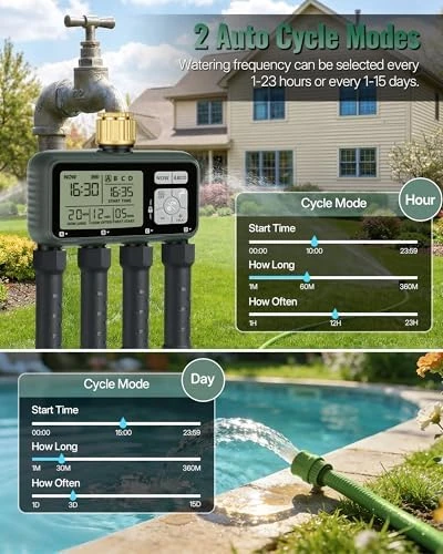 4 Zone Brass Sprinkler Timer — Irrigation System, WILAWELS