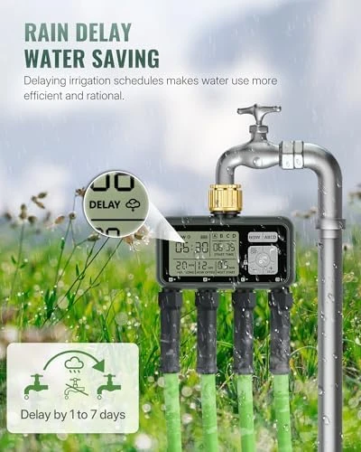 4 Zone Brass Sprinkler Timer — Irrigation System, WILAWELS