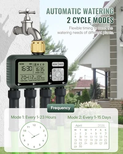 4 Zone Brass Sprinkler Timer — Irrigation System, WILAWELS