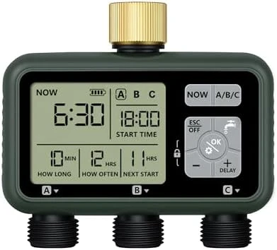 4 Zone Brass Sprinkler Timer — Irrigation System, WILAWELS