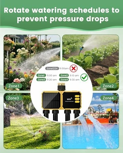 4 Zone Solar WiFi Sprinkler Timer — Irrigation System, Jardirossa