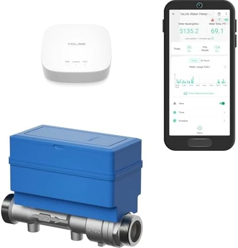 All-in-One Smart Water Meter & Auto Shutoff — Water Shut Off Valve, YoLink