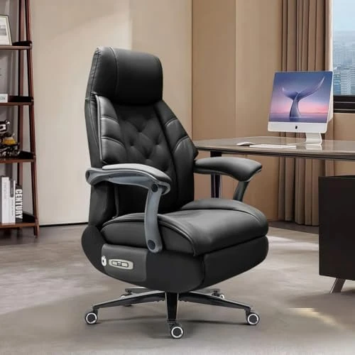 Big and Tall Office Chair 500lbs - Leather Power Recliner with Massage, Heating & Ventilation, Ergonomic High Back Desk... — Smart Chairs, Kinnls