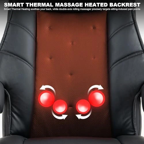 Big and Tall Office Chair 500lbs - Leather Power Recliner with Massage, Heating & Ventilation, Ergonomic High Back Desk... — Smart Chairs, Kinnls