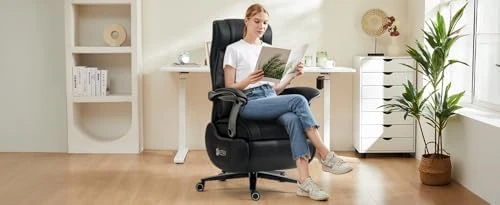 Big and Tall Office Chair 500lbs - Leather Power Recliner with Massage, Heating & Ventilation, Ergonomic High Back Desk... — Smart Chairs, Kinnls