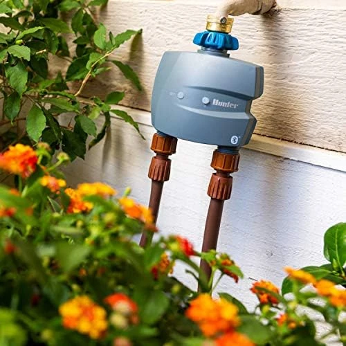 Bluetooth Hose Timer, 2-Zone Smart Irrigation Controller, App Controlled Watering for Lawn, Garden, and Drip Systems,... — Irrigation System, Hunter Industries