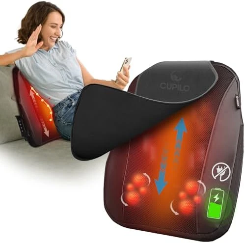 Cordless Back Massager for Pain Relief with Heat — Massage Gun, CuPiLo
