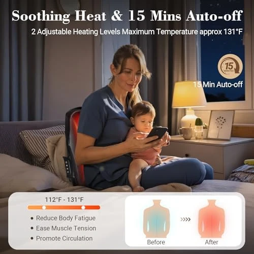 Cordless Back Massager for Pain Relief with Heat — Massage Gun, CuPiLo