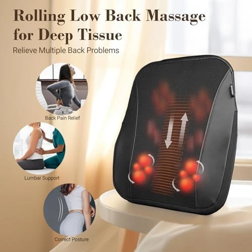 Cordless Back Massager for Pain Relief with Heat — Massage Gun, CuPiLo