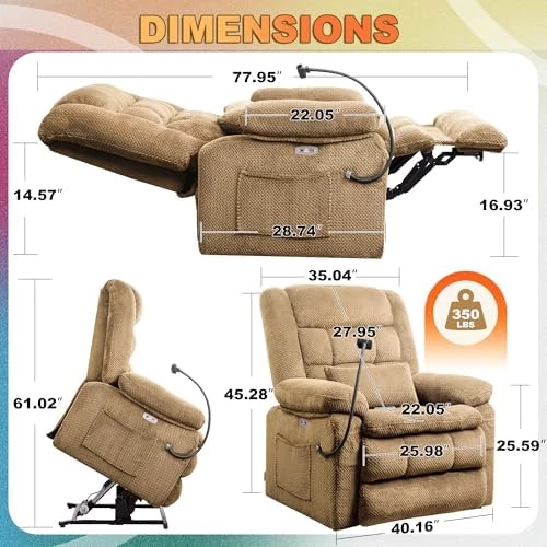 Dual Motor Recliner Chair with Heat & Massage, Power Lift Recliner Chair for Elderly, Infinite Position, Cup Holder... — Massage Chairs, SUKACH
