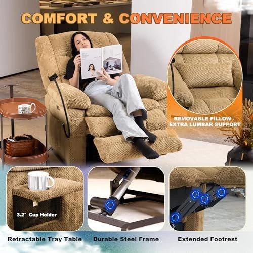 Dual Motor Recliner Chair with Heat & Massage, Power Lift Recliner Chair for Elderly, Infinite Position, Cup Holder... — Massage Chairs, SUKACH