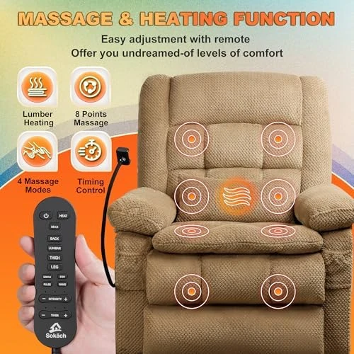 Dual Motor Recliner Chair with Heat & Massage, Power Lift Recliner Chair for Elderly, Infinite Position, Cup Holder... — Massage Chairs, SUKACH