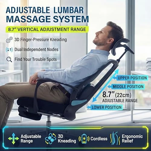Ergonomic Office Chair with Footrest & Adjustable Lumbar Massager — Smart Chairs, COTYFLY
