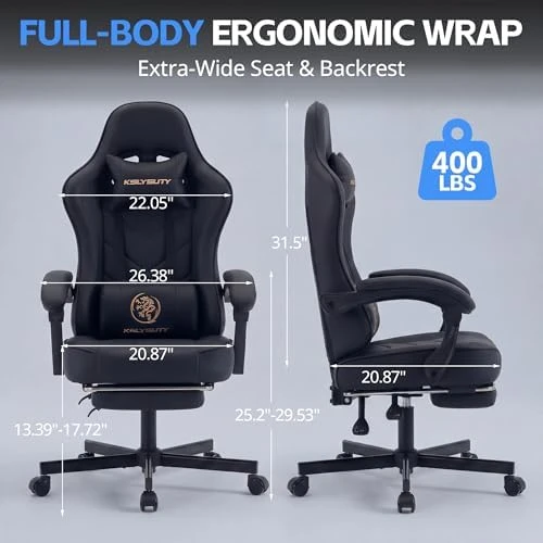High Back Ergonomic Desk Gaming Chair with Footrest and Lumbar Support — Smart Chairs, Kslysuty