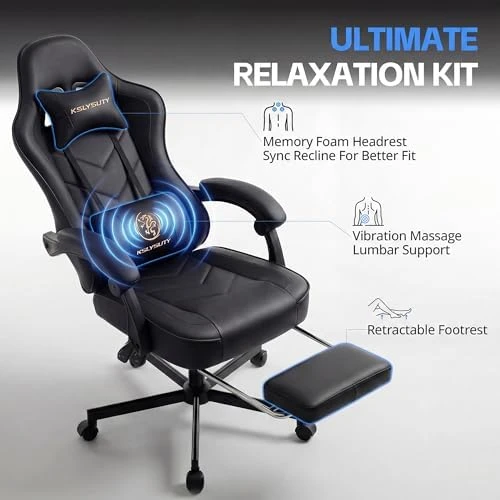 High Back Ergonomic Desk Gaming Chair with Footrest and Lumbar Support — Smart Chairs, Kslysuty