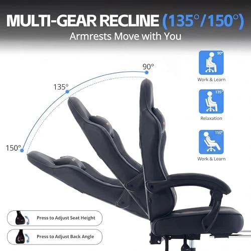 High Back Ergonomic Desk Gaming Chair with Footrest and Lumbar Support — Smart Chairs, Kslysuty