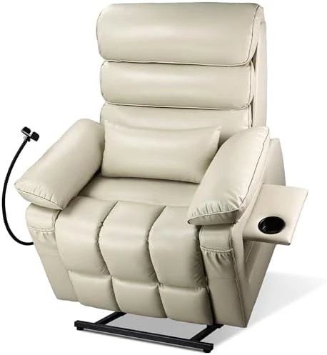 Power Lift Recliner Chair with Heat & Massage, Dual Motor, Cup Holder, USB-C — Massage Chairs, SUKACH