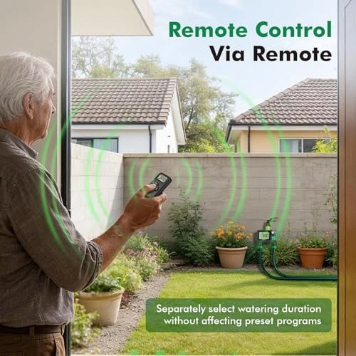Remote Control Brass Sprinkler Timer for Outdoor Hose Faucet 2 Zone — Irrigation System, Restmo