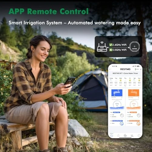 Smart Sprinkler Hose Timer with Flow Meter — Irrigation System, Restmo