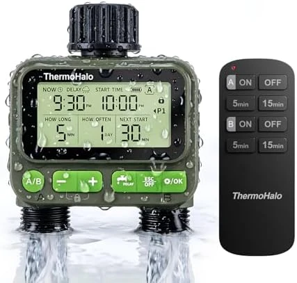 Smart Sprinkler Timer with Remote, Dual Outlet — Irrigation System, ThermoHalo