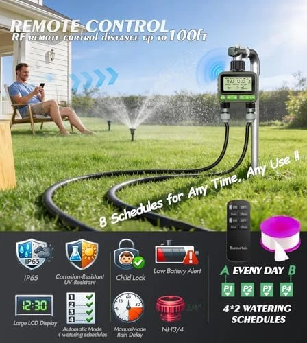 Smart Sprinkler Timer with Remote, Dual Outlet — Irrigation System, ThermoHalo