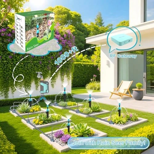 Smart WiFi Sprinkler Timer with 1666 Feet RF Gateway — Irrigation System, RAIN SEER