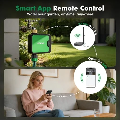 Smart WiFi Water Timer for Garden Hose — Irrigation System, Restmo