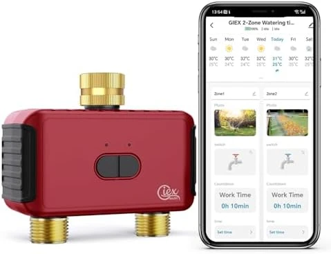 WiFi 2-Zone Sprinkler Timer for Garden Hose — Irrigation System, GIEXSMART