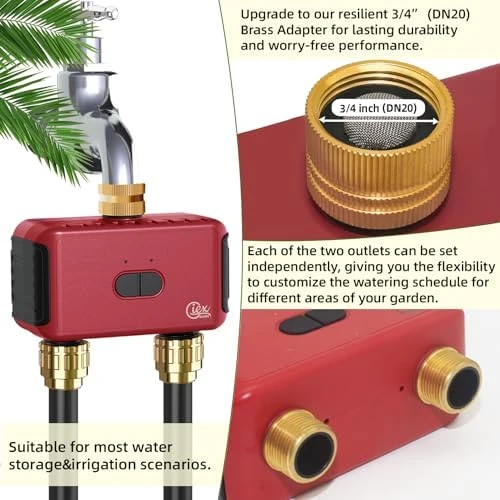 WiFi 2-Zone Sprinkler Timer for Garden Hose — Irrigation System, GIEXSMART