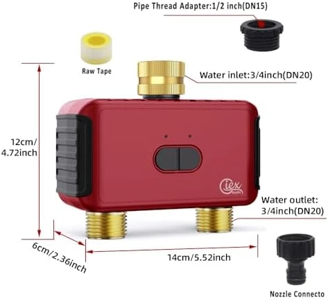 WiFi 2-Zone Sprinkler Timer for Garden Hose — Irrigation System, GIEXSMART