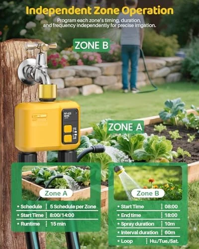 WiFi Water Timer 2 Zone for Garden Hose — Irrigation System, Shrivee