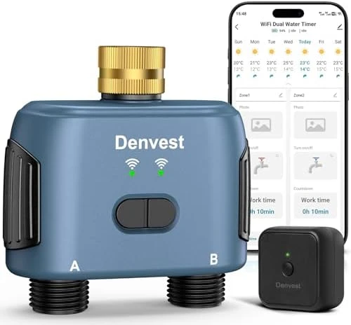 WiFi Water Timer for Garden Hose with Brass Inlet — Irrigation System, Denvest