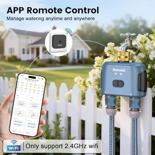 WiFi Water Timer for Garden Hose with Brass Inlet — Irrigation System, Denvest